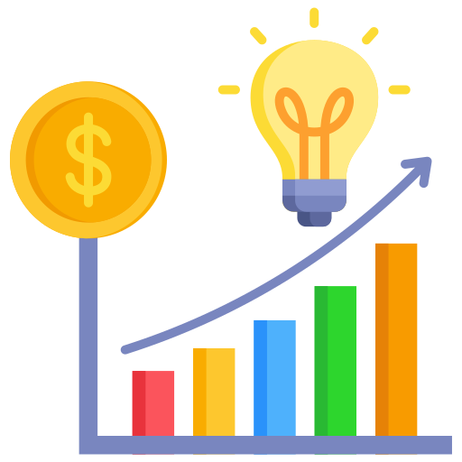 Business intelligence and reporting icon representing data analytics and insightful reporting solutions.