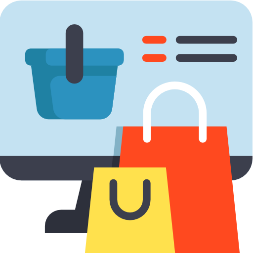 E-commerce icon representing online store development and digital commerce solutions.